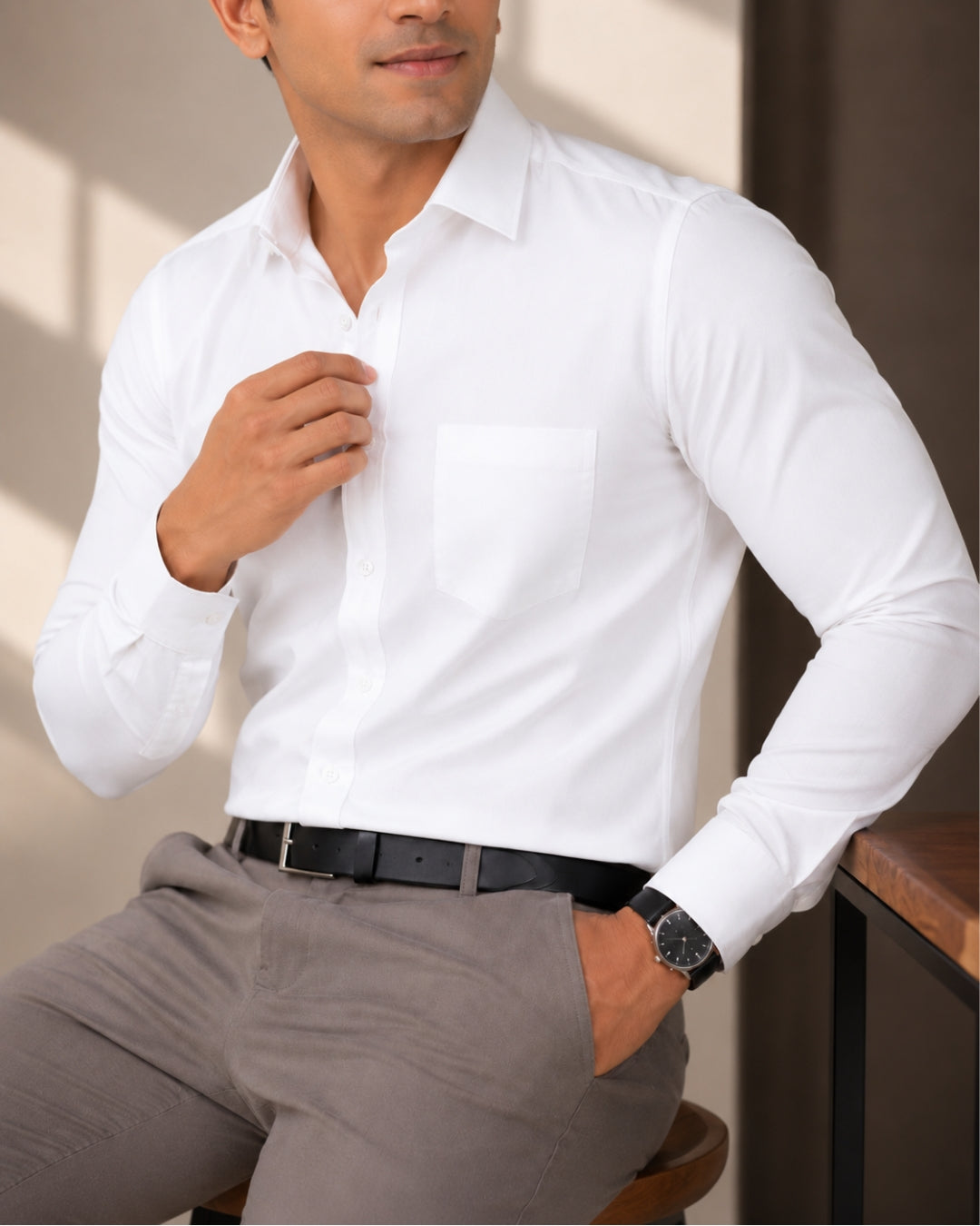 Cambridge Men's Oxford Formal Shirt – Plain White Cotton Blend