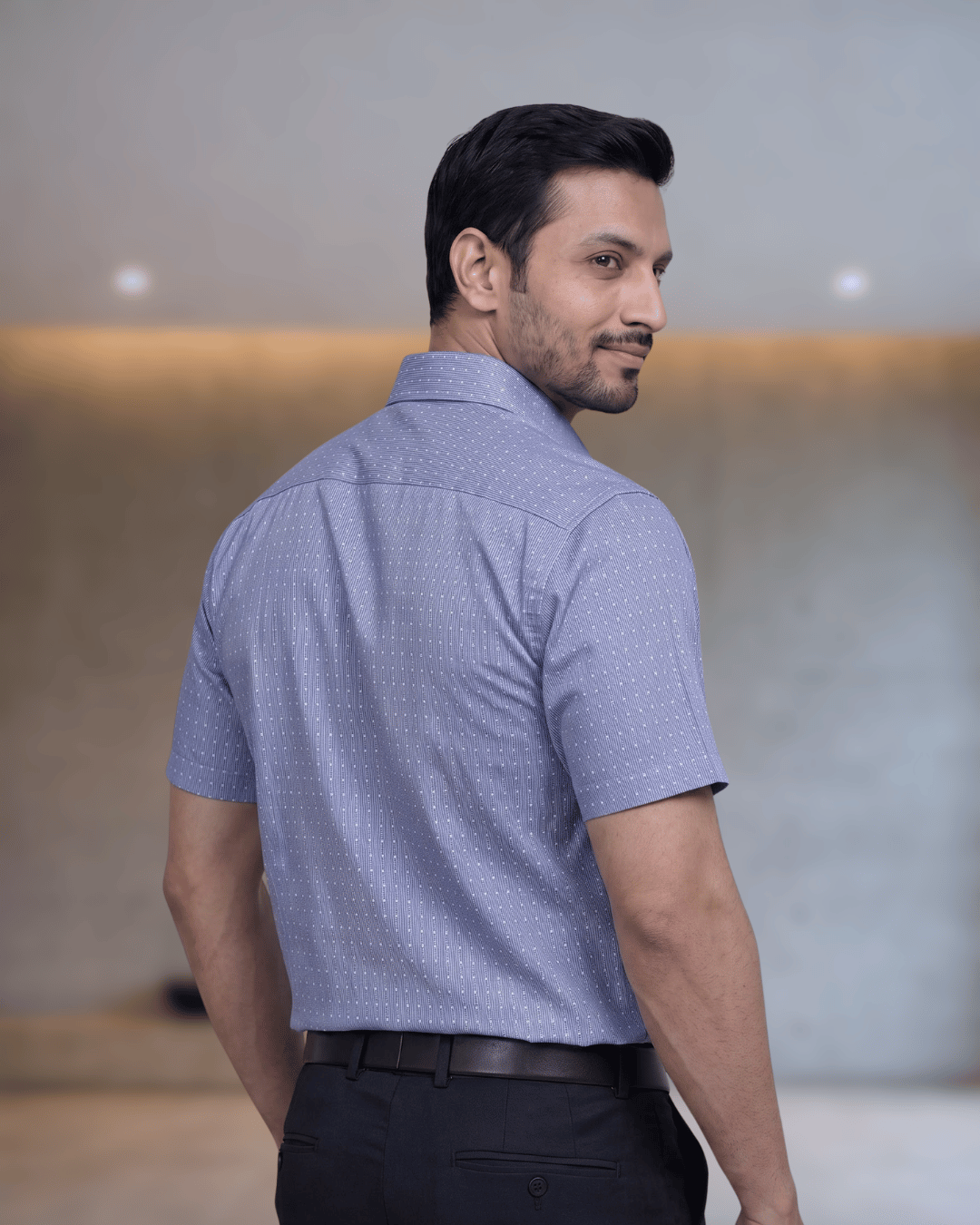 Atlantic Rs 601A Blue Mens Half Sleeves Shirt