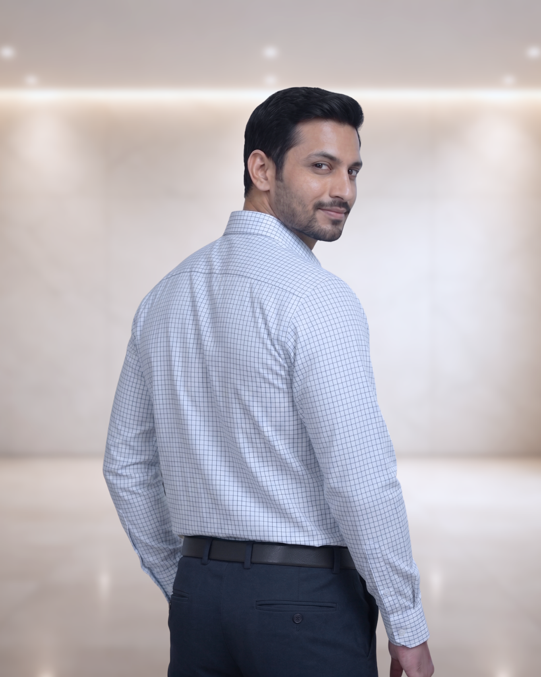 Mens Navy Blue Bresol 31112 A Full Sleeves Shirt