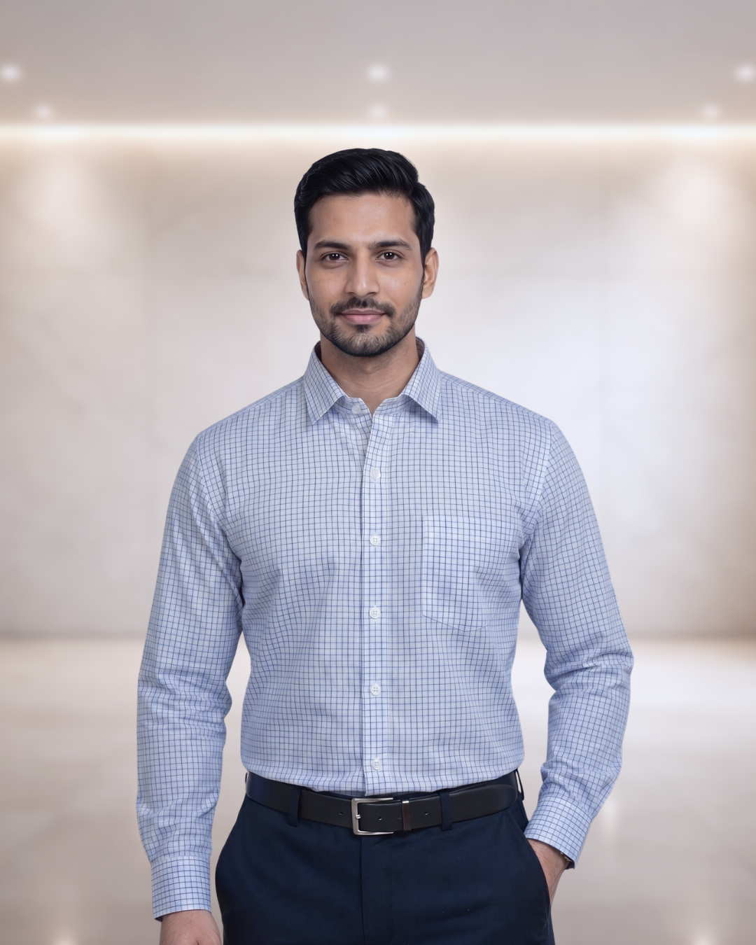 Mens Navy Blue Bresol 31112 A Full Sleeves Shirt
