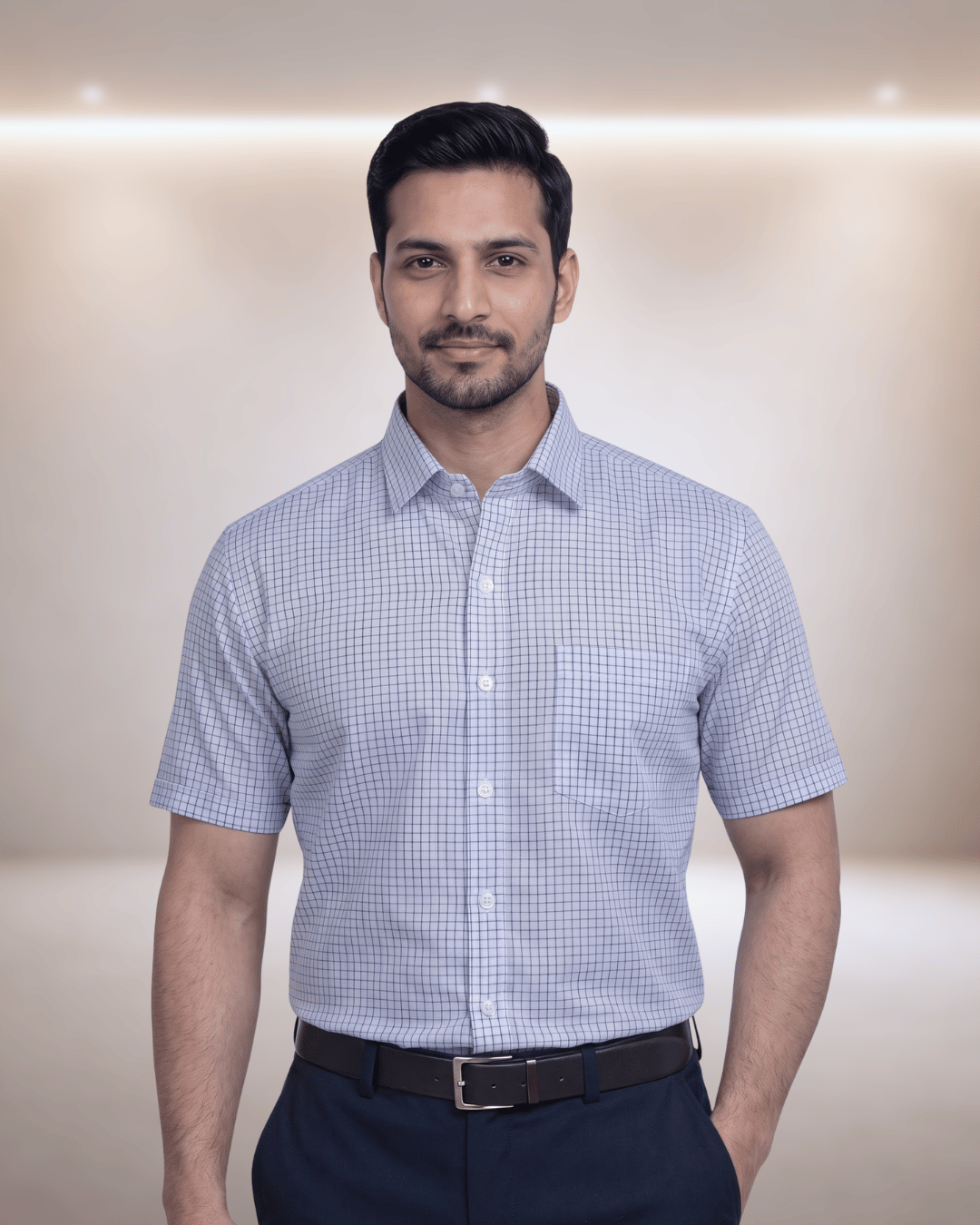 Bresol 31112 A Navy Blue Mens Half Sleeves Shirt