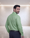 Mint Green Solid Textured Full Sleeve Formal Shirt
