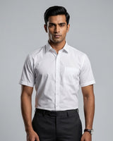 Foursquare White Signature Half Sleeve Cotton Shirt