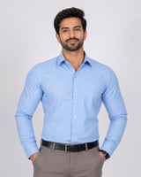 Cambridge Men's Oxford Formal Shirt – Plain Blue Cotton Blend