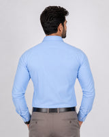 Cambridge Men's Oxford Formal Shirt – Plain Blue Cotton Blend