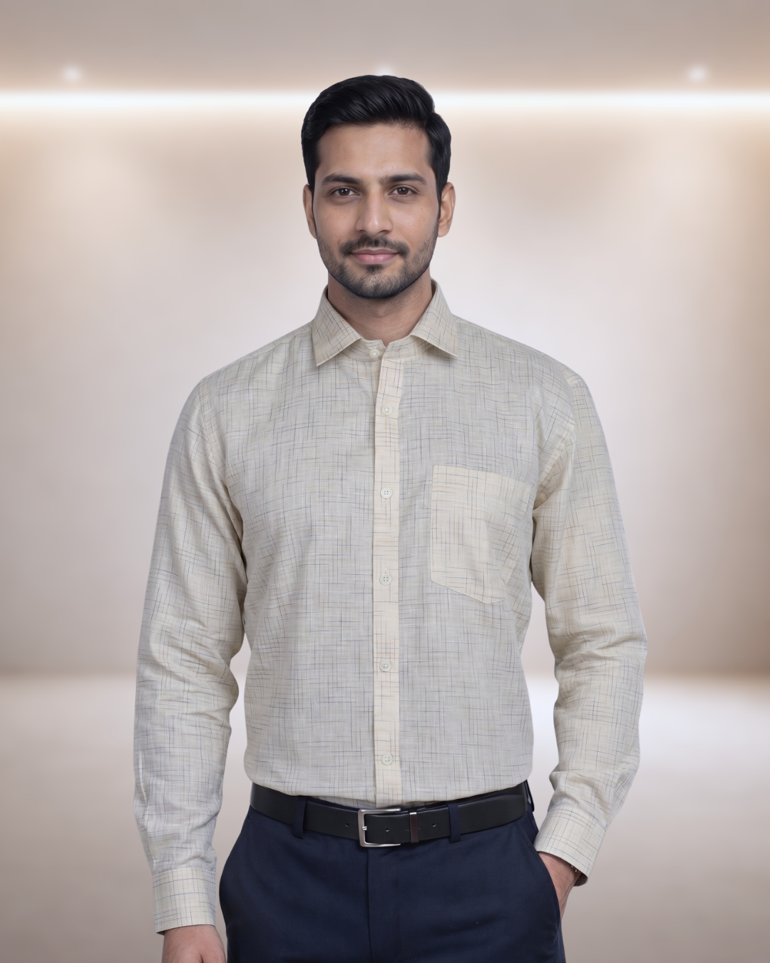 Mens Cream Figo 203 Full Sleeves Shirt