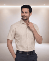 Figo 220 Beige Mens Half Sleeves Shirt