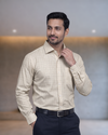 Mens Cream Gold Linen 179 Full Sleeves Shirt
