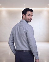 Mens Grey-1 Gold Linen 65059A Full Sleeves Shirt
