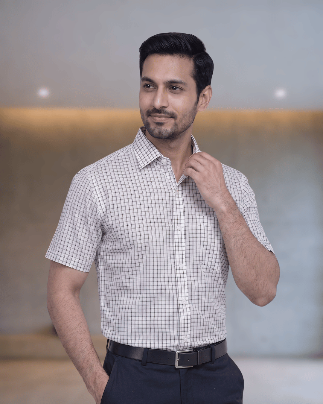 Mf 50007 A Black Mens Half Sleeves Shirt