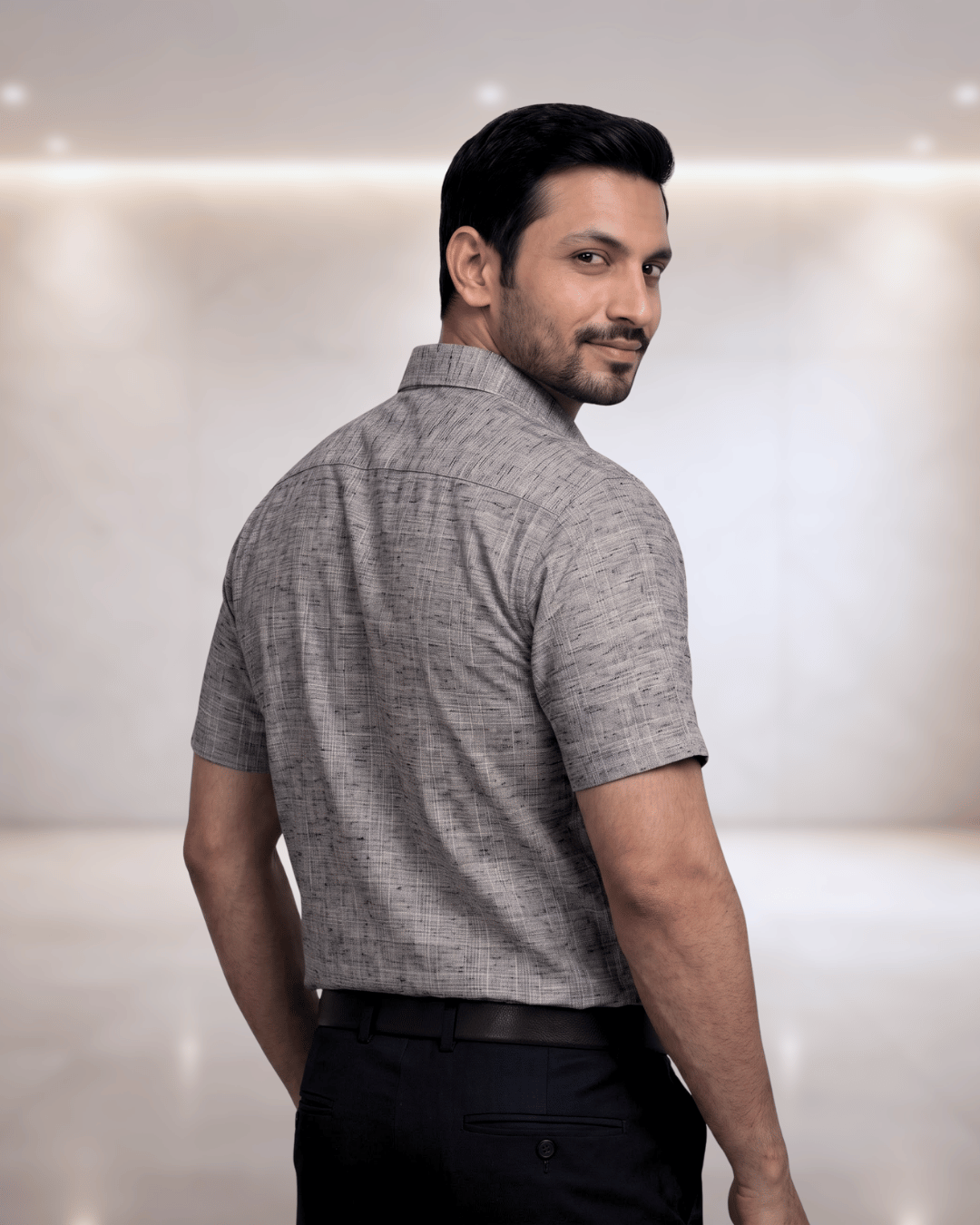 Milton Linen Grey Mens Half Sleeves Shirt