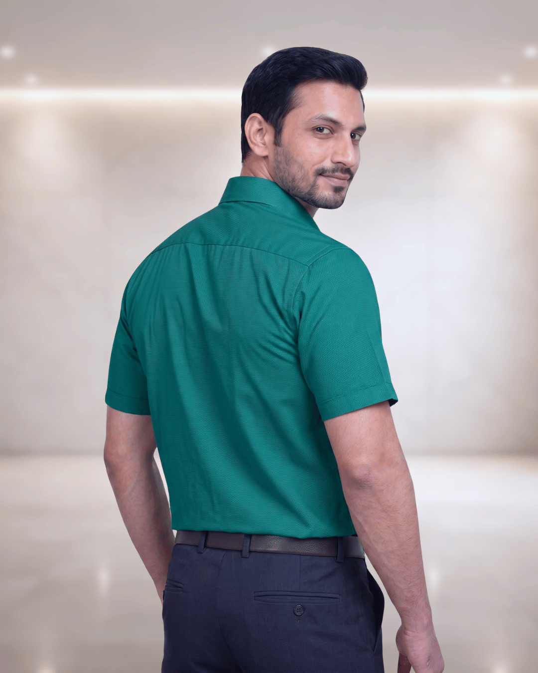 Ntc Butter Dark Green Mens Half Sleeves Shirt