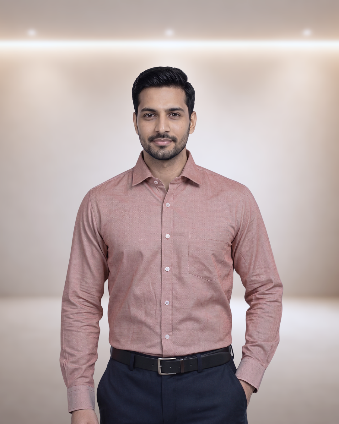 Mens Red Olympic Full Sleeves Shirt