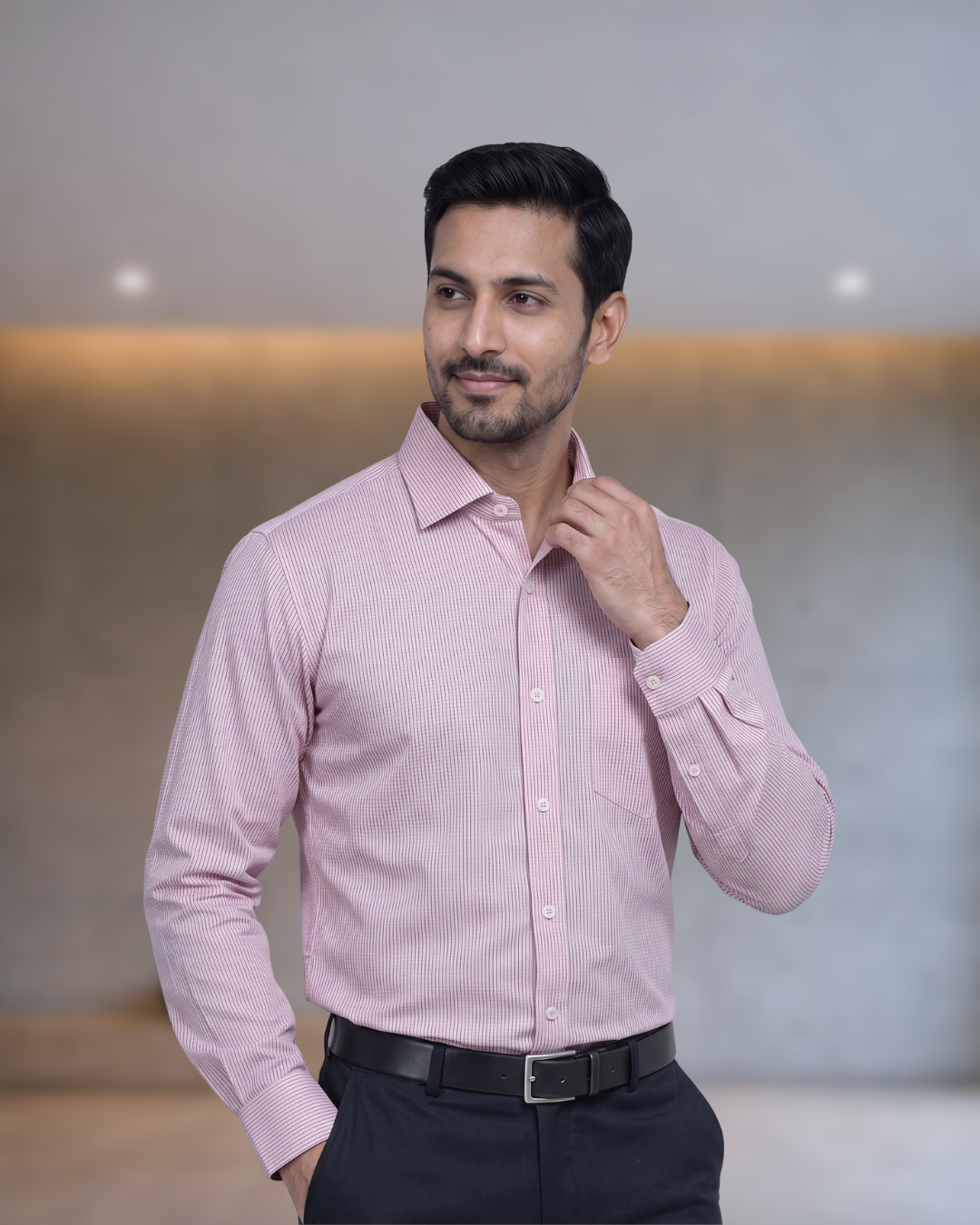 Mens Pink-15 Orian 3002B Full Sleeves Shirt