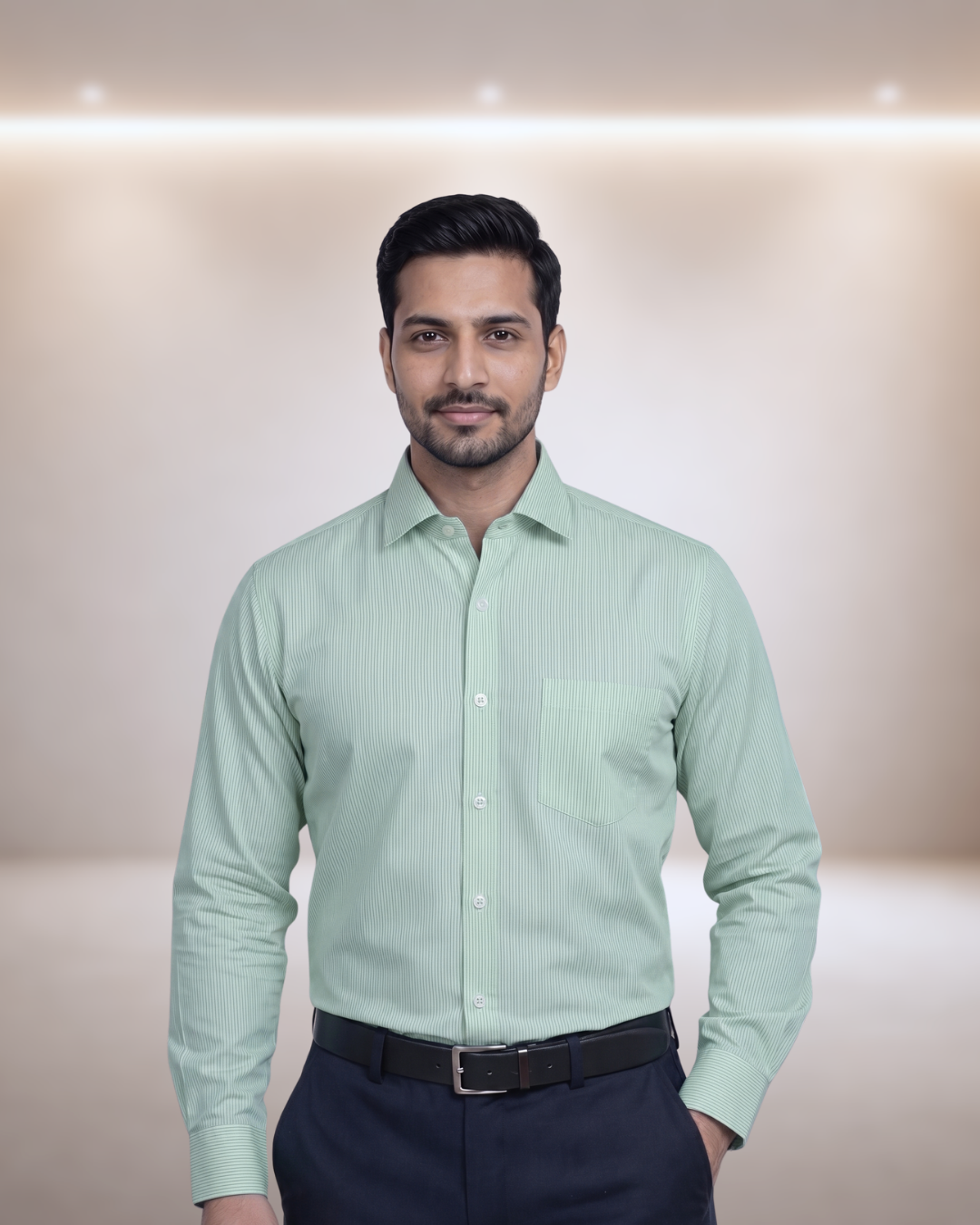 Mens Green-8 Orian 3002D Full Sleeves Shirt