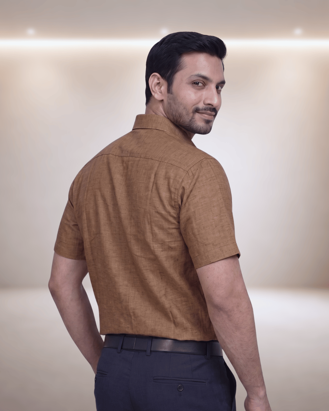 Paragon Mn-1B Brown Mens Half Sleeves Shirt
