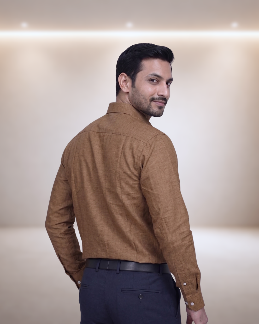 Mens Brown-4 Paragon Mn-1B Full Sleeves Shirt