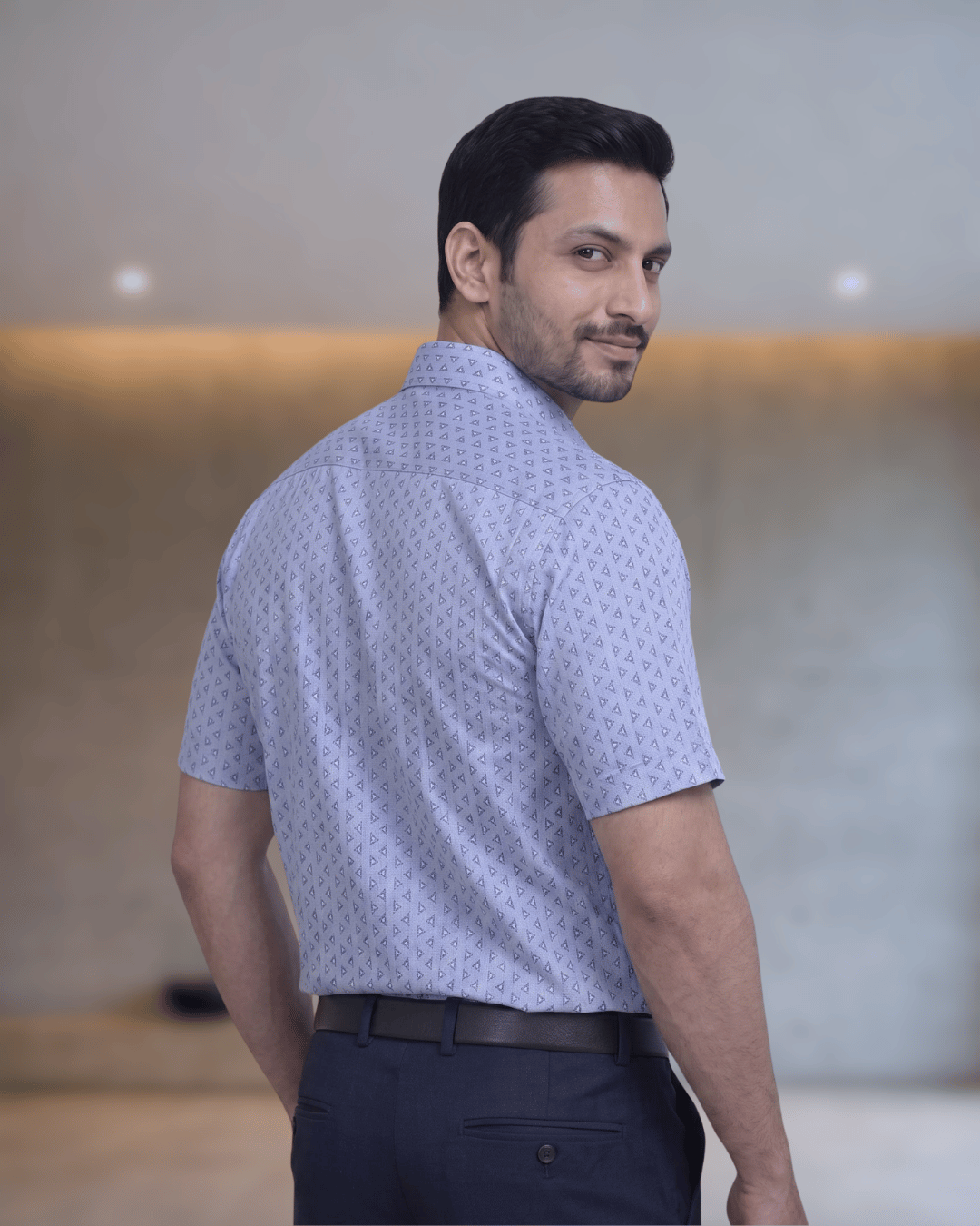 Poland Print 13 Navy Blue Mens Half Sleeves Shirt