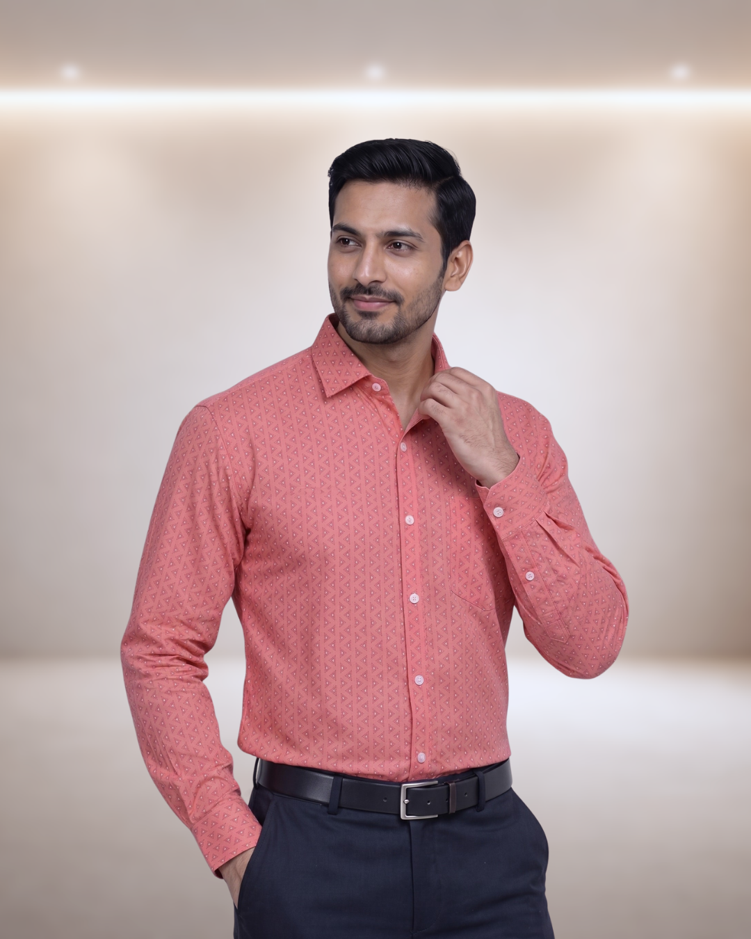 Mens Red Poland Print 13 Full Sleeves Shirt