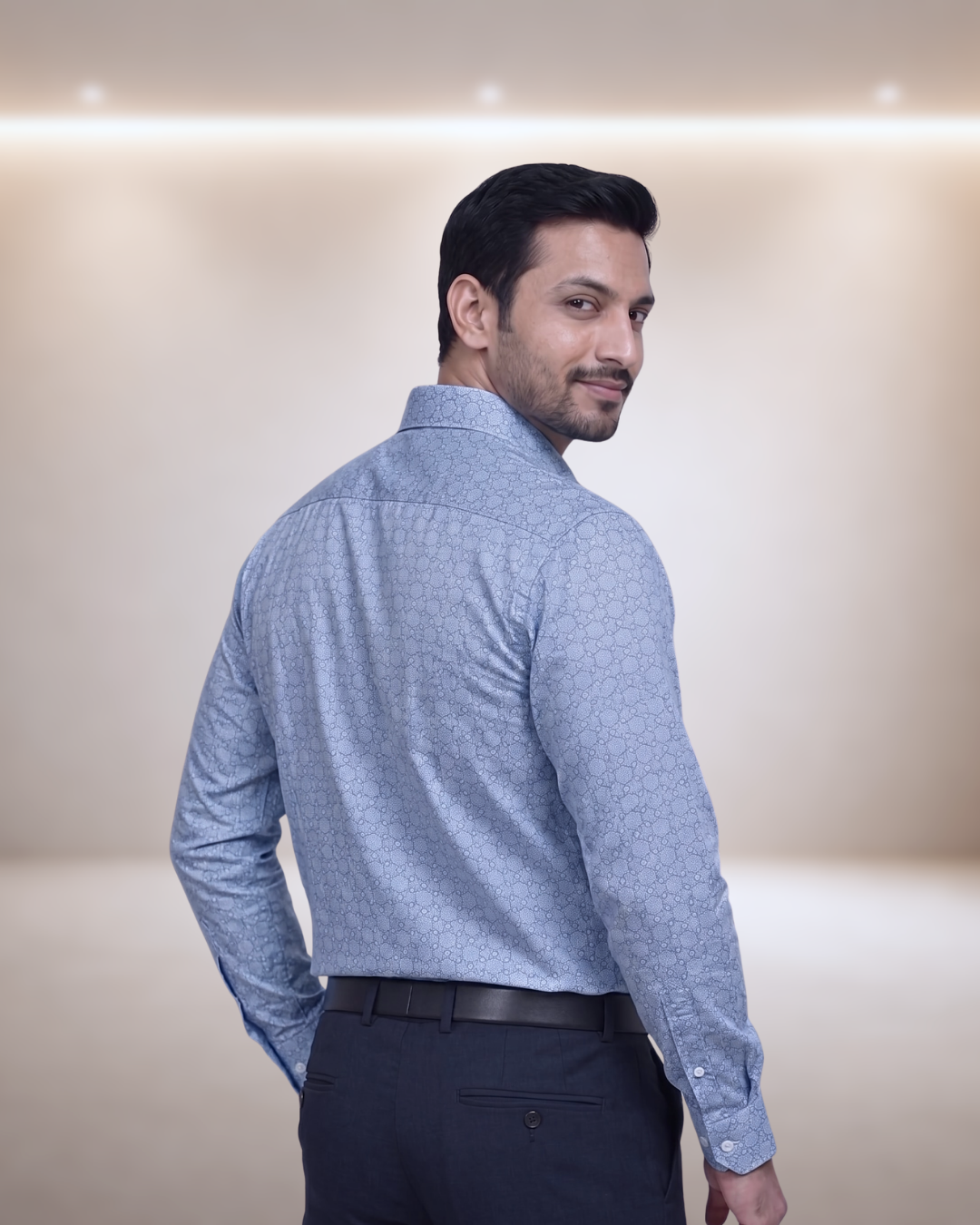 Mens Blue Poland Print 4 Full Sleeves Shirt
