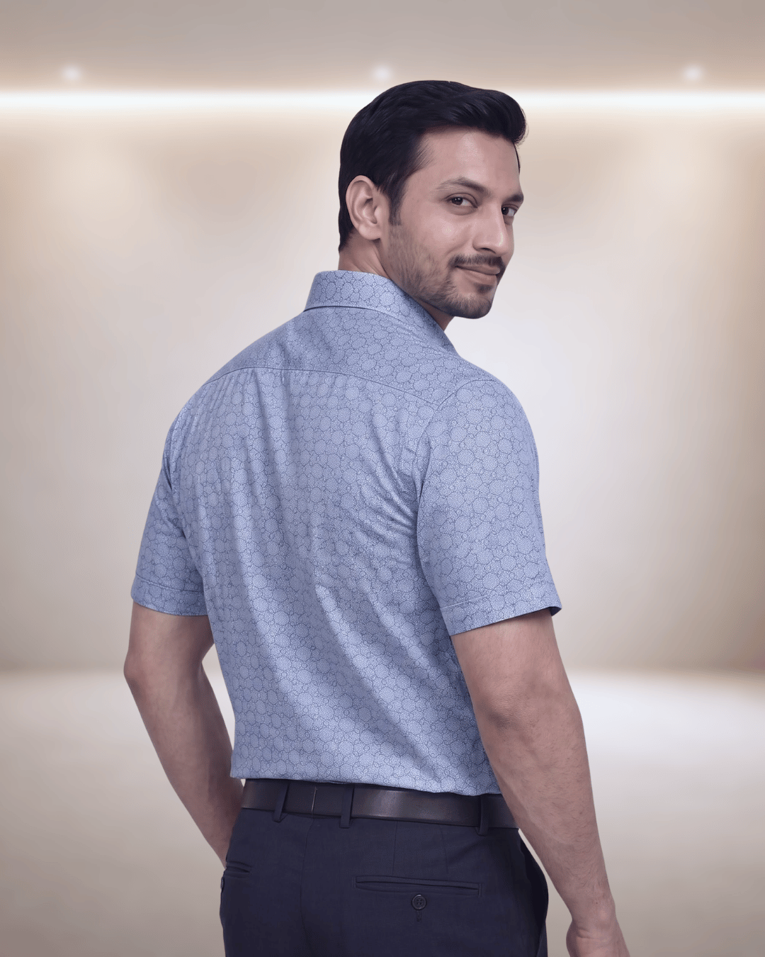 Poland Print 4 Blue Mens Half Sleeves Shirt