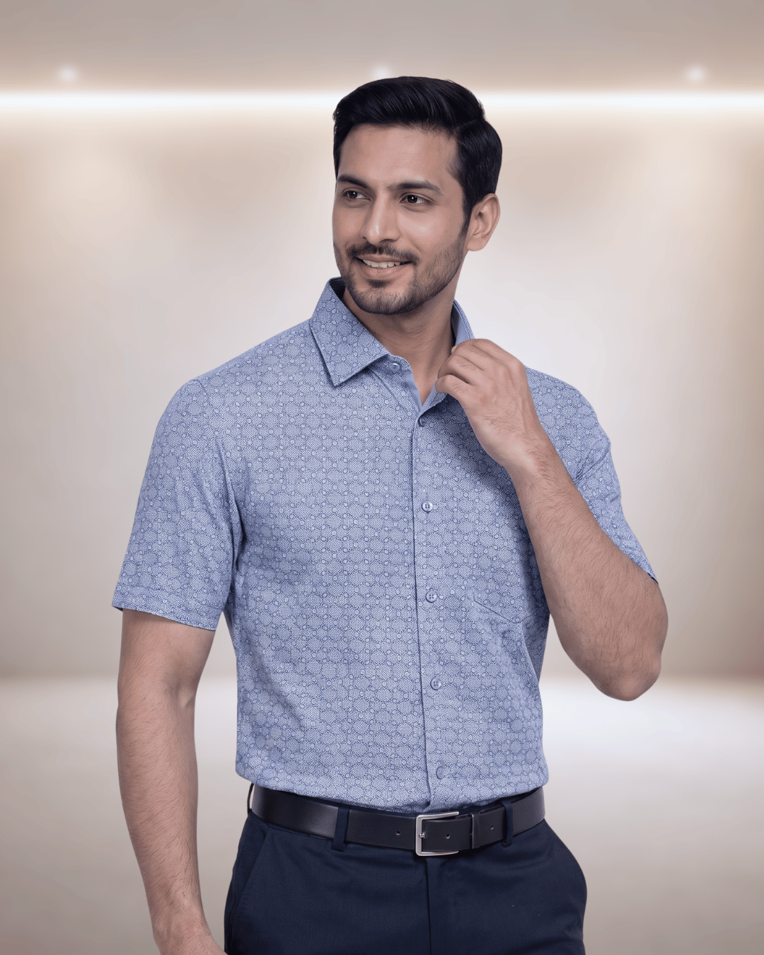 Poland Print 4 Blue Mens Half Sleeves Shirt