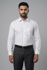 Mens White-56 Rabbit Print Full Sleeves Shirt