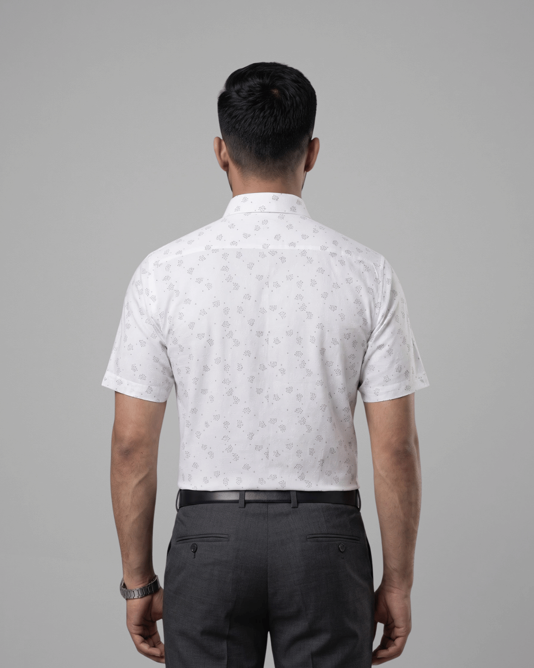 Rabbit Print White Mens Half Sleeves Shirt