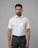 Rabbit Print White Mens Half Sleeves Shirt