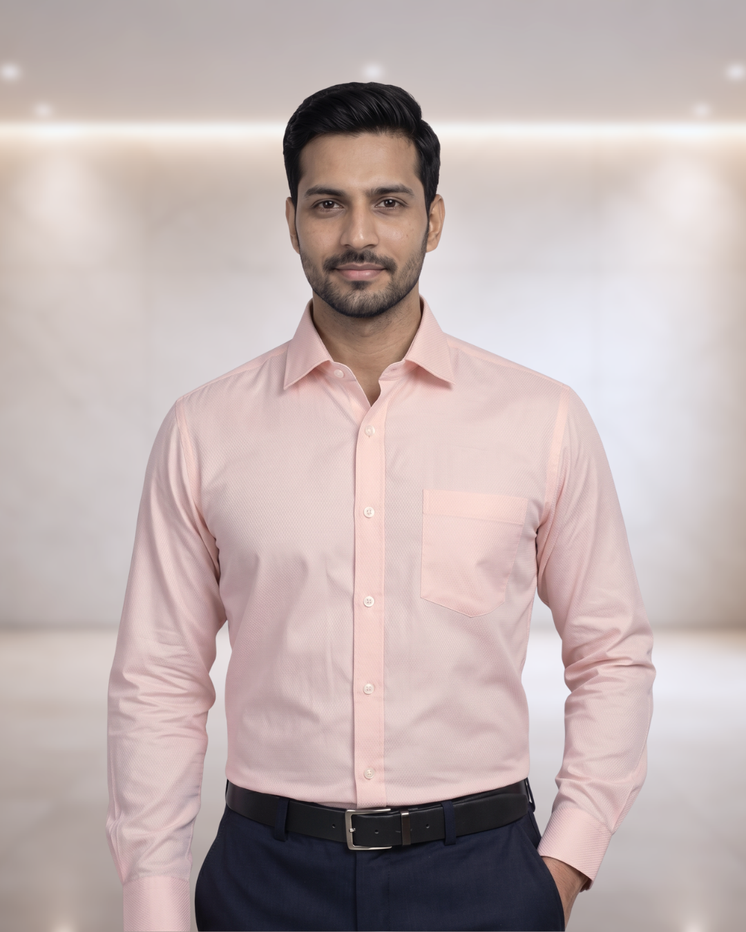 Mens Peach Rg 2758 Full Sleeves Shirt