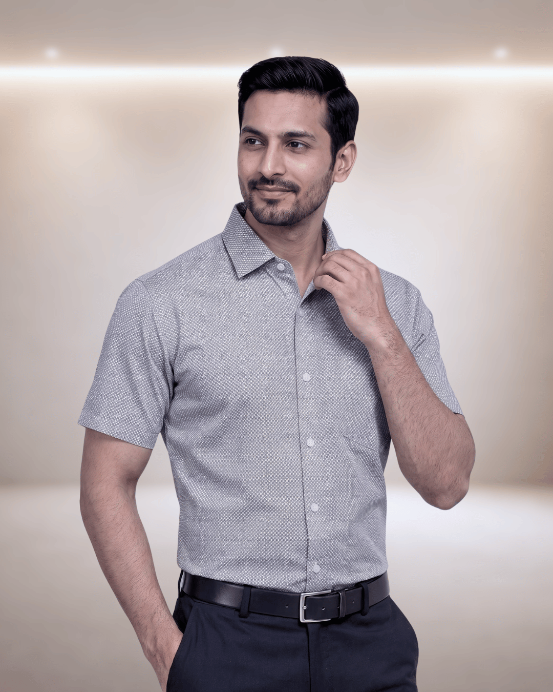 Rg 2934 Grey Mens Half Sleeves Shirt