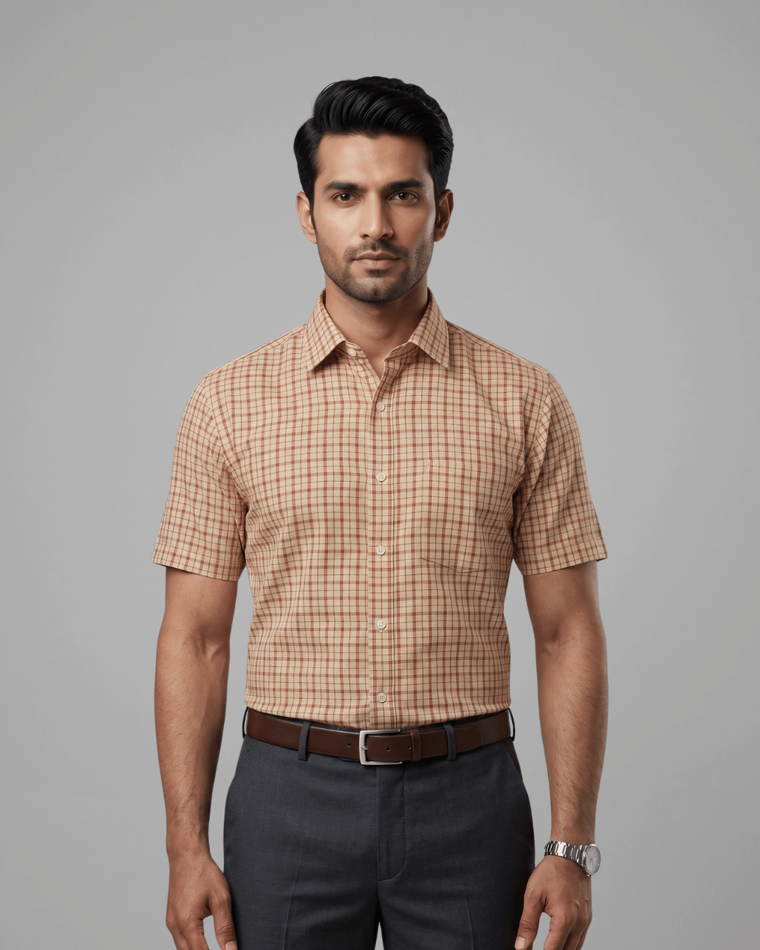 Rg 3302 Rust Mens Half Sleeves Shirt