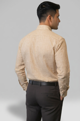 Mens Light Brown-23 Rose Linen Full Sleeves Shirt