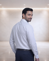 White Graph Check Poly-Cotton Full Sleeve Formal Shirt