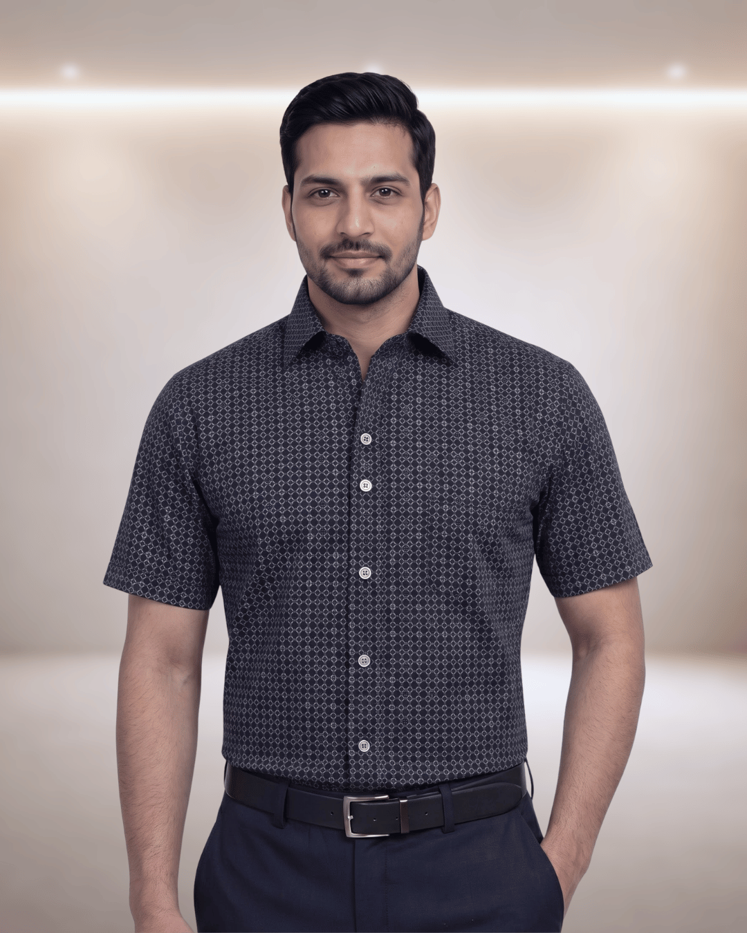 Rs 0956 Navy Blue Mens Half Sleeves Shirt