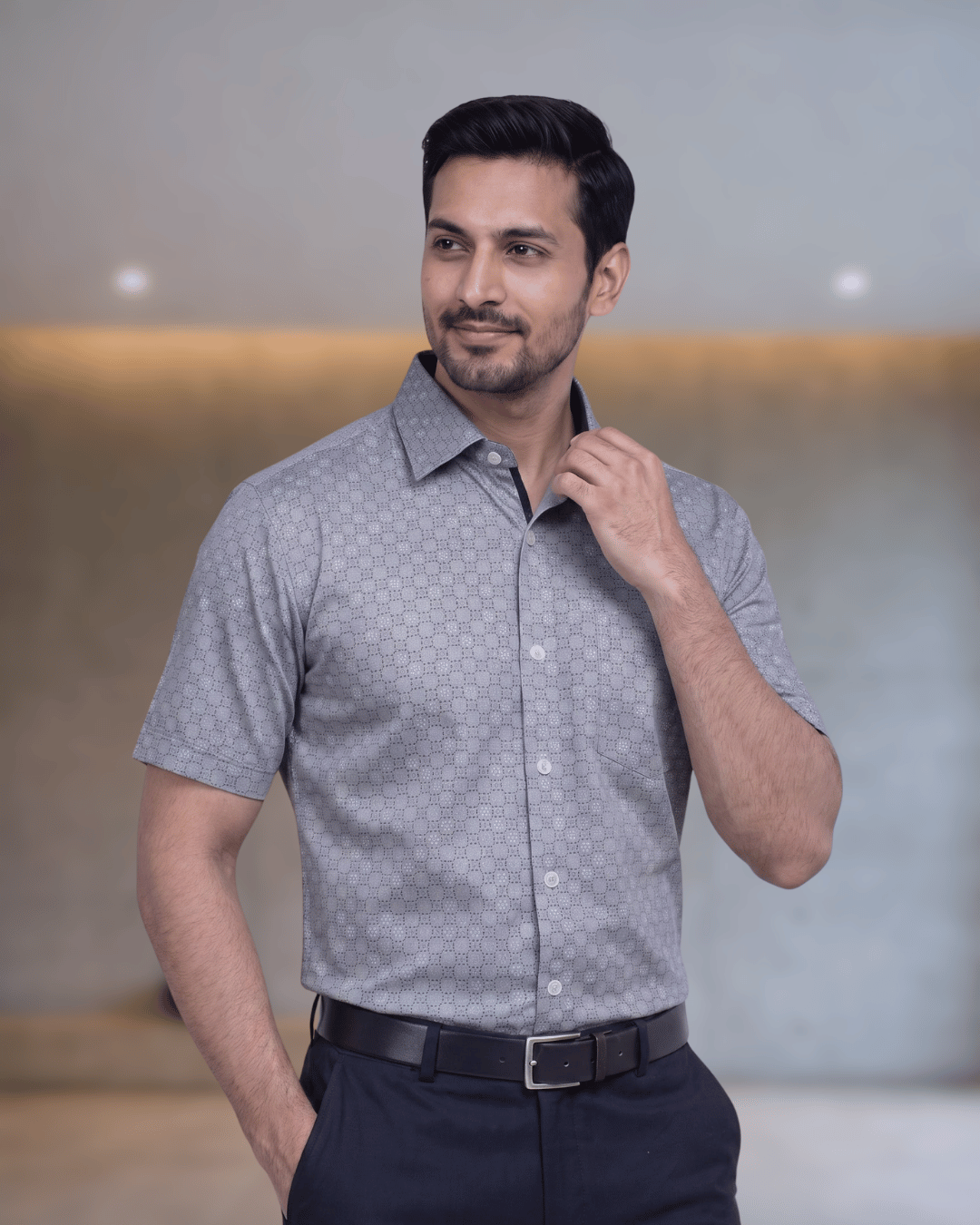 Rs 1240 Grey Mens Half Sleeves Shirt