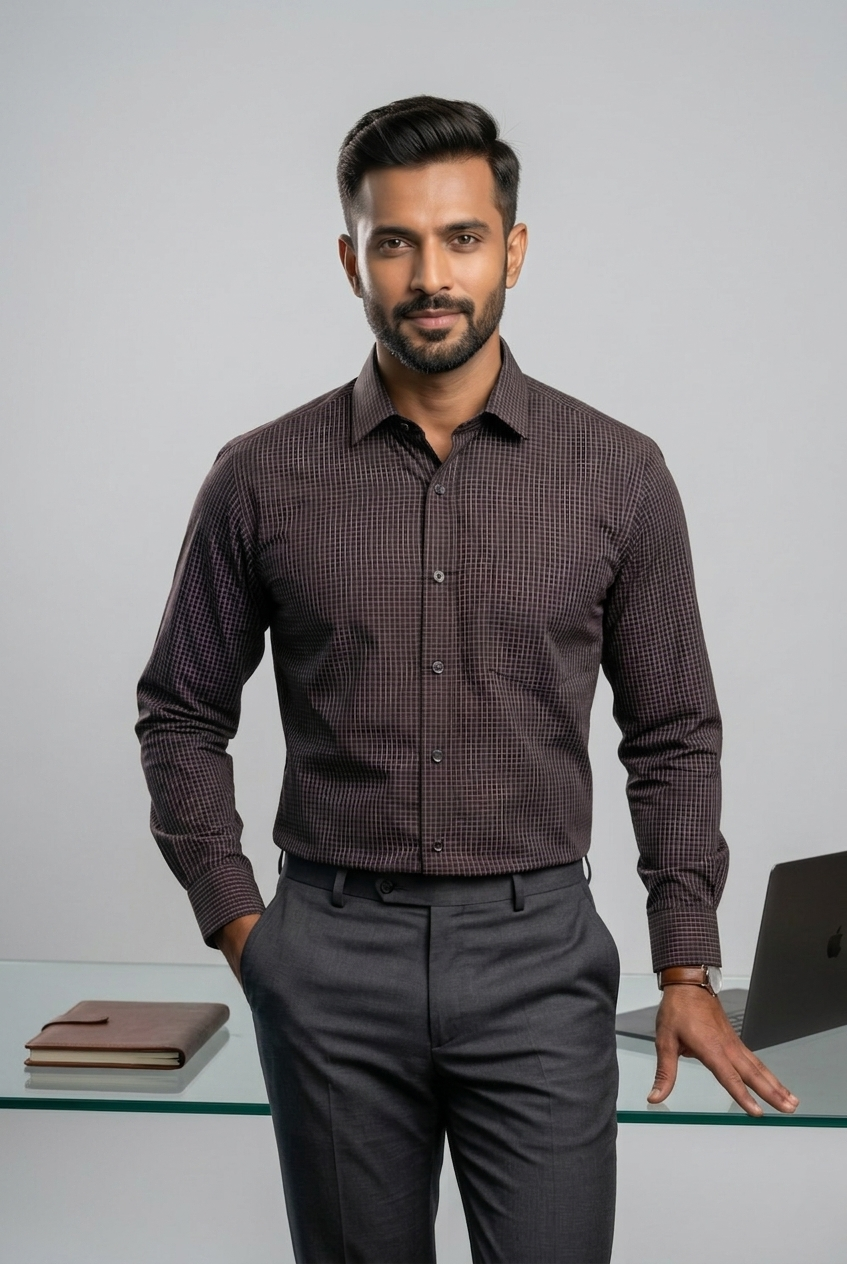 Mens Brown Rs 3296 Full Sleeves Shirt
