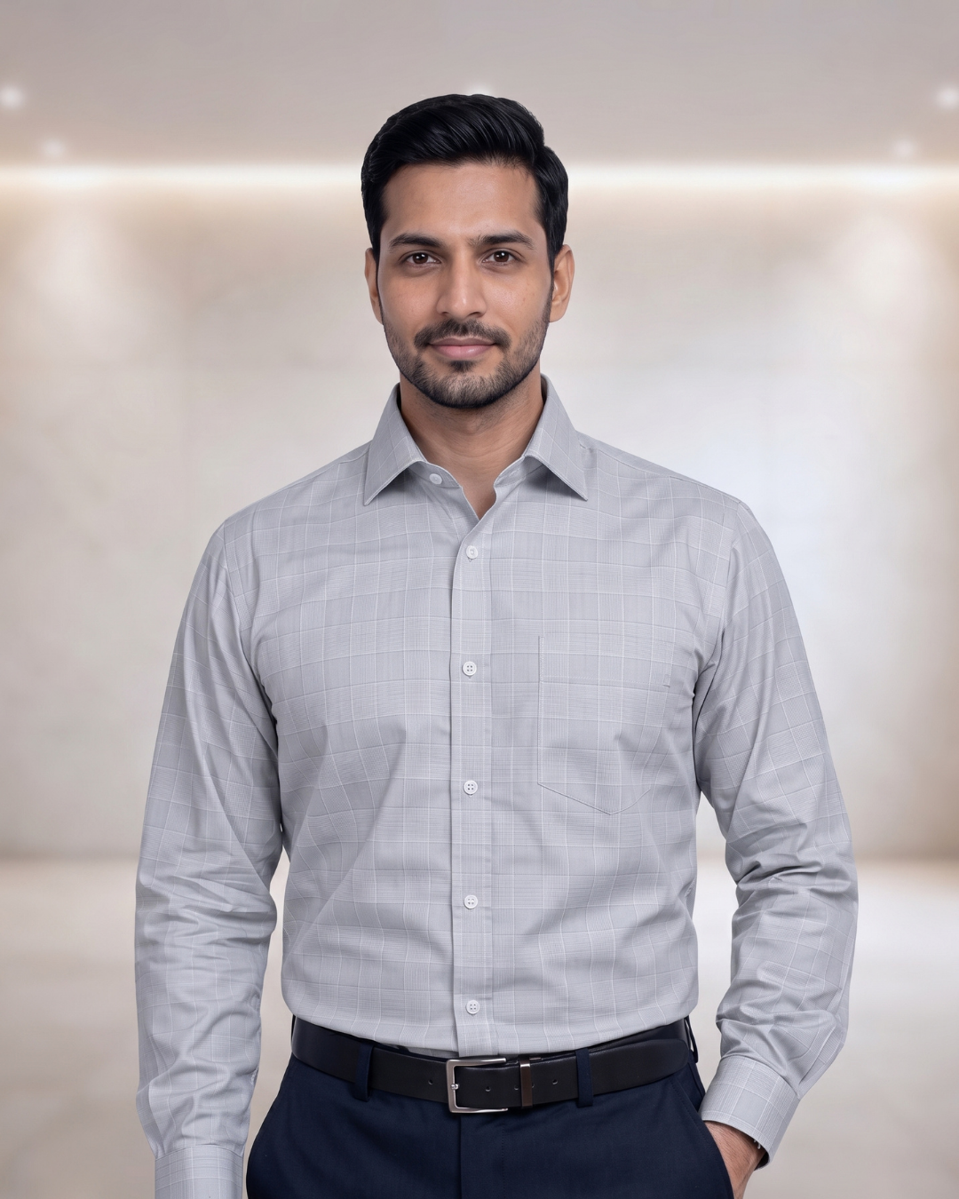 Mens Grey Rs 5933 Full Sleeves Shirt
