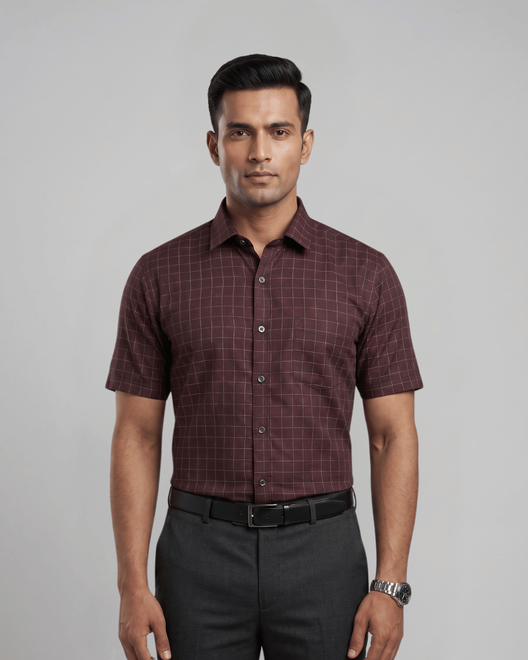Rs 6539 Maroon Mens Half Sleeves Shirt