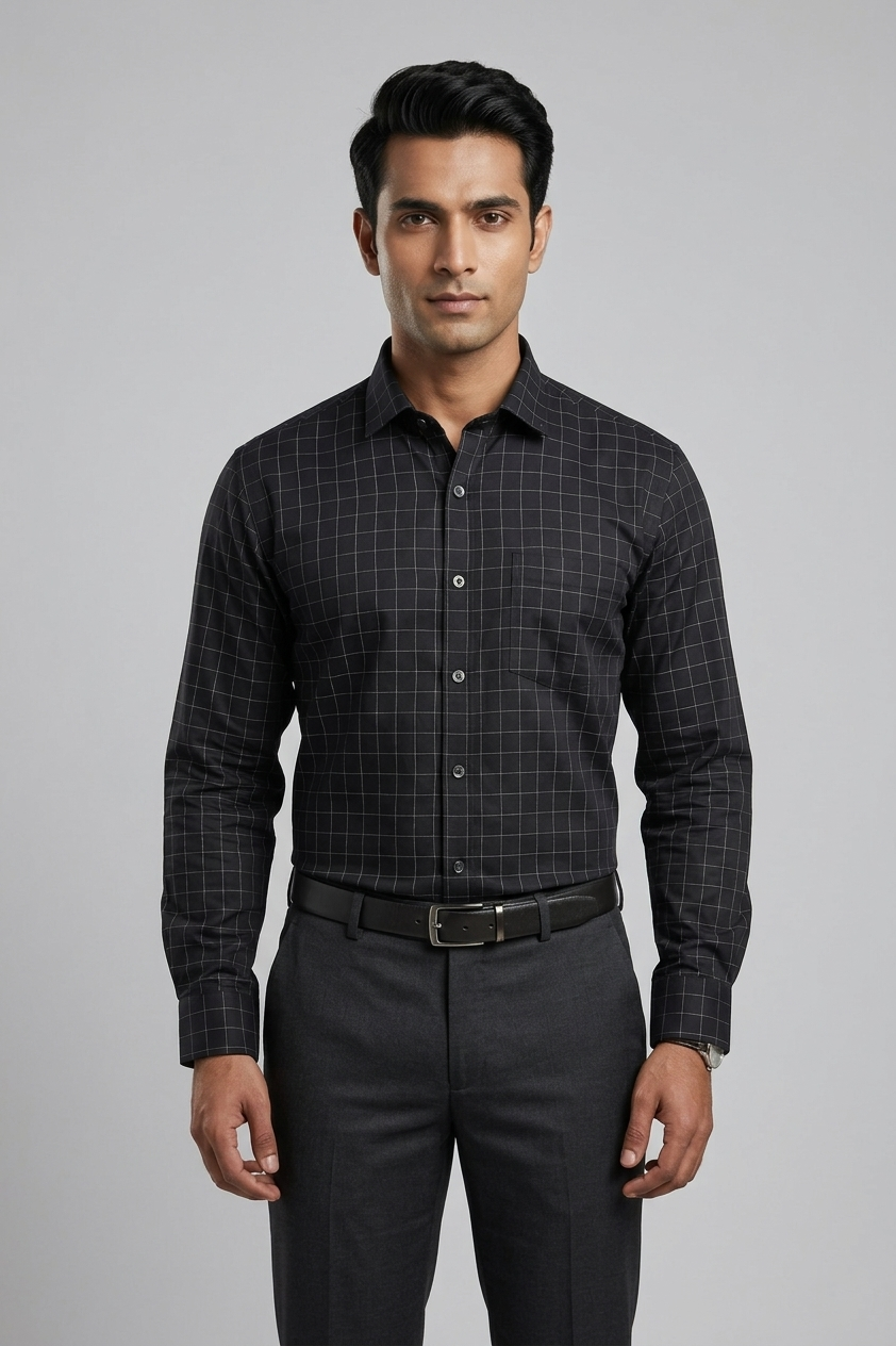 Mens Black Rs 6540 Full Sleeves Shirt