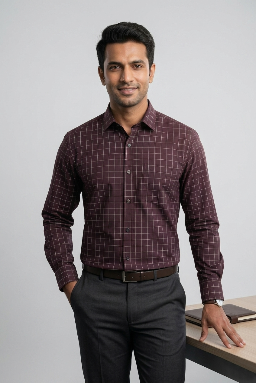 Mens Wine Rs 6540 Full Sleeves Shirt