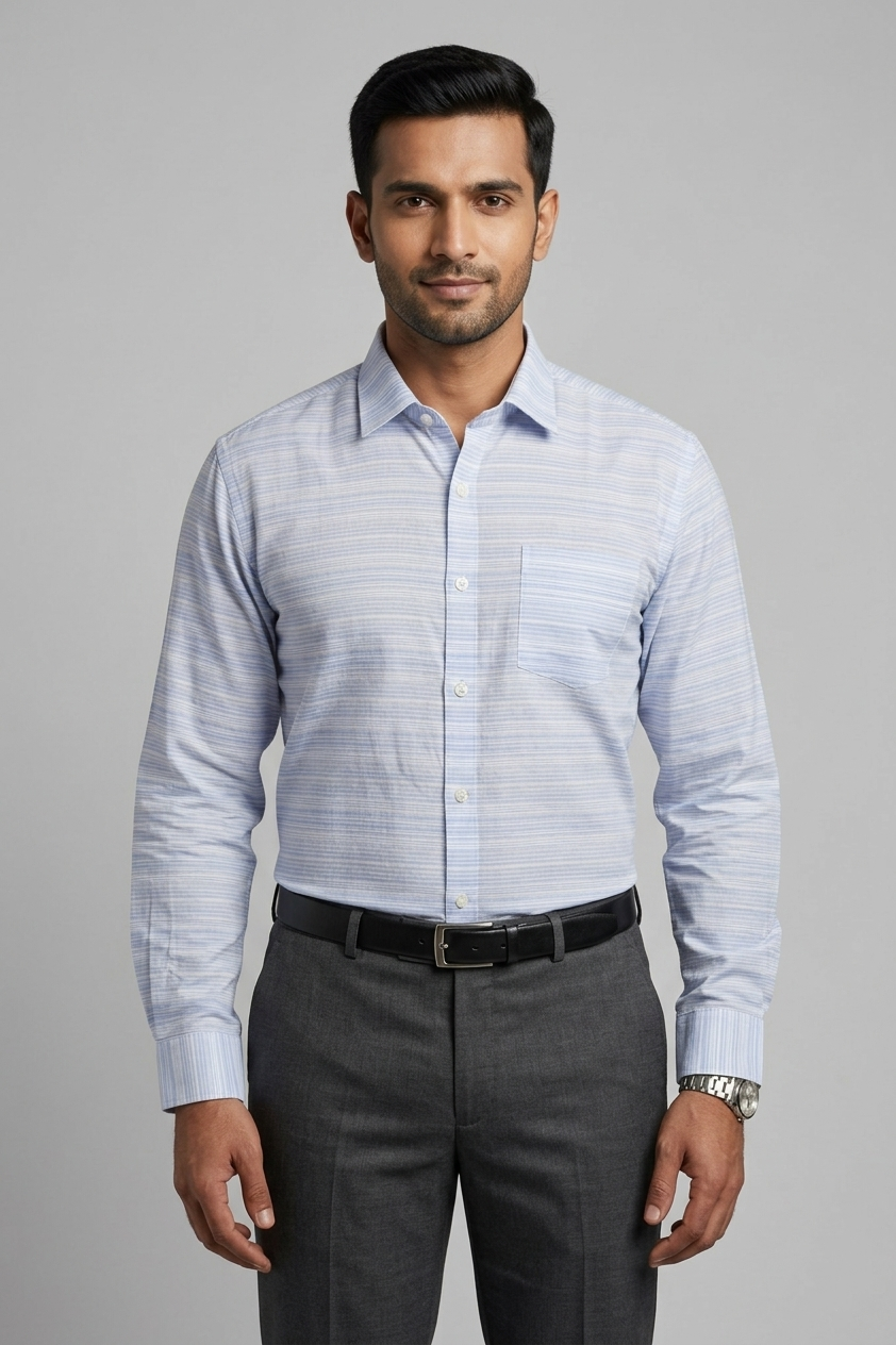 Mens Blue Rs 6609 Full Sleeves Shirt