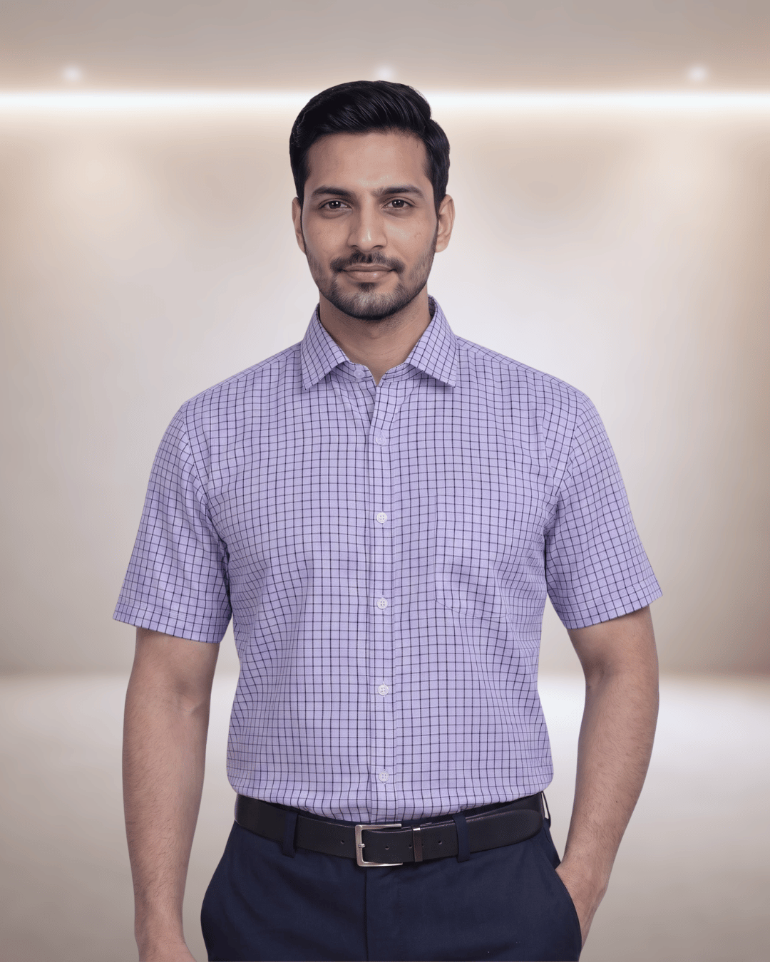 Sak 69016 Lilac Mens Half Sleeves Shirt
