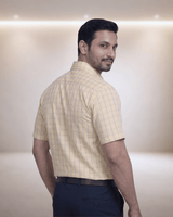 Sak 72032 D Yellow Mens Half Sleeves Shirt