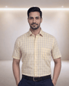 Sak 72032 D Yellow Mens Half Sleeves Shirt