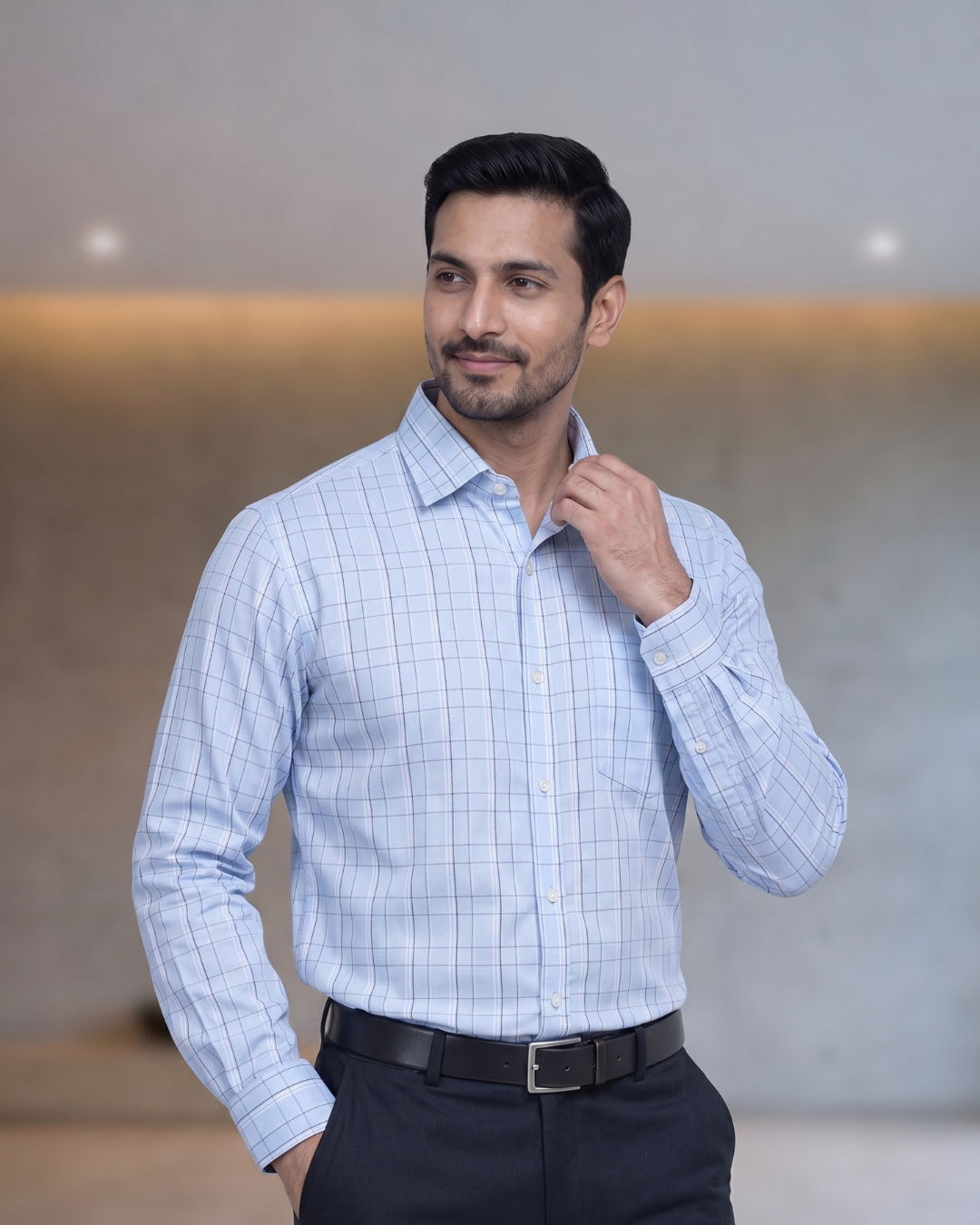 Mens Sky Blue-1 SAK72048 D Full Sleeves Shirt