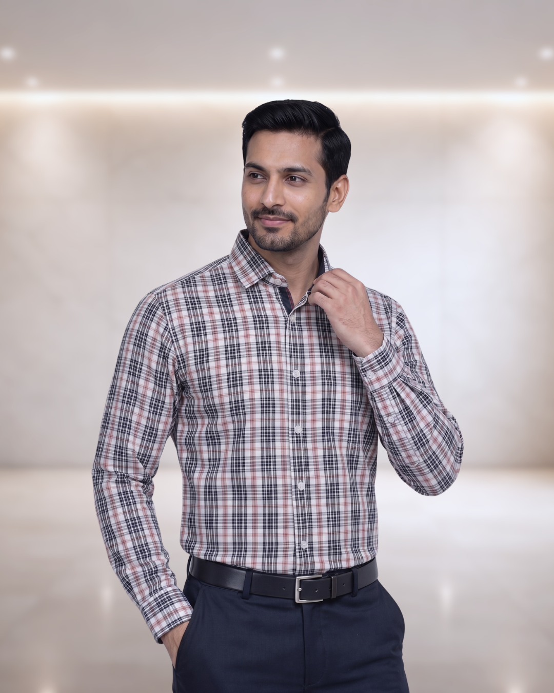 Mens Navy Blue Stk-001 Full Sleeves Shirt
