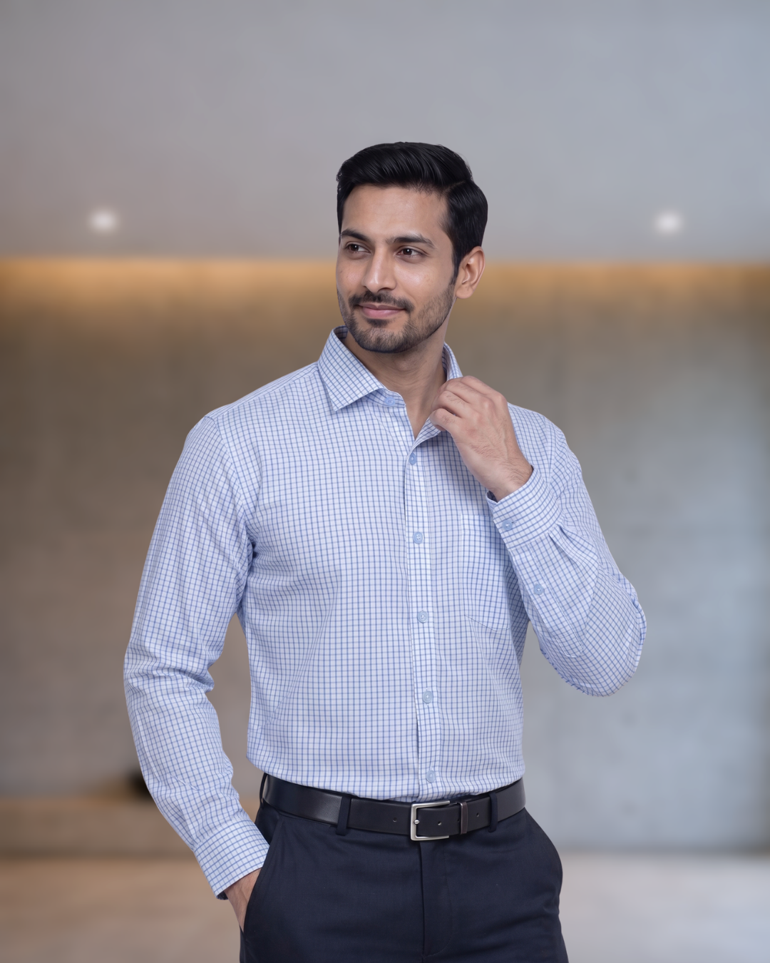 Mens Blue Stk-002 Full Sleeves Shirt
