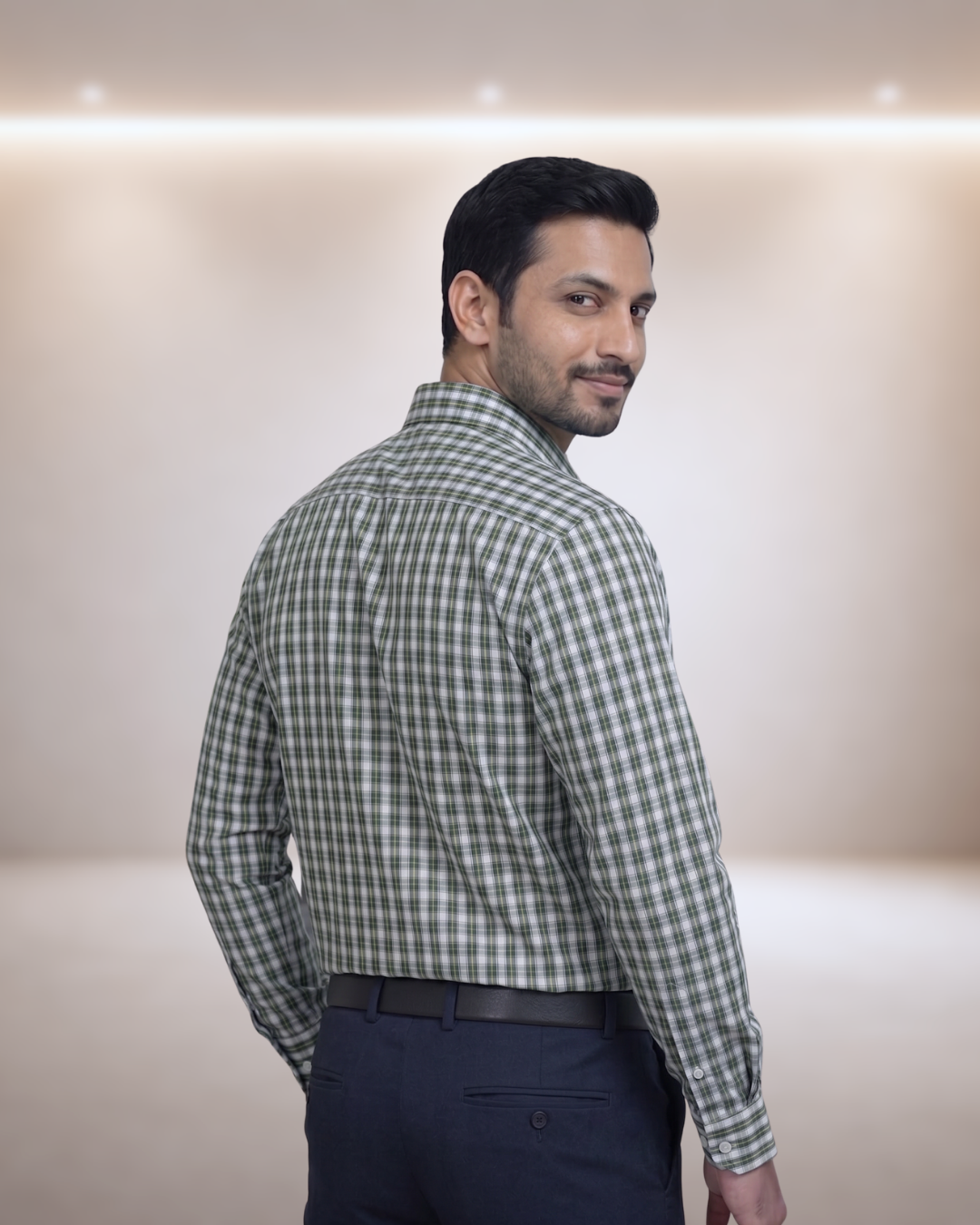 Mens Green Stk-003 Full Sleeves Shirt
