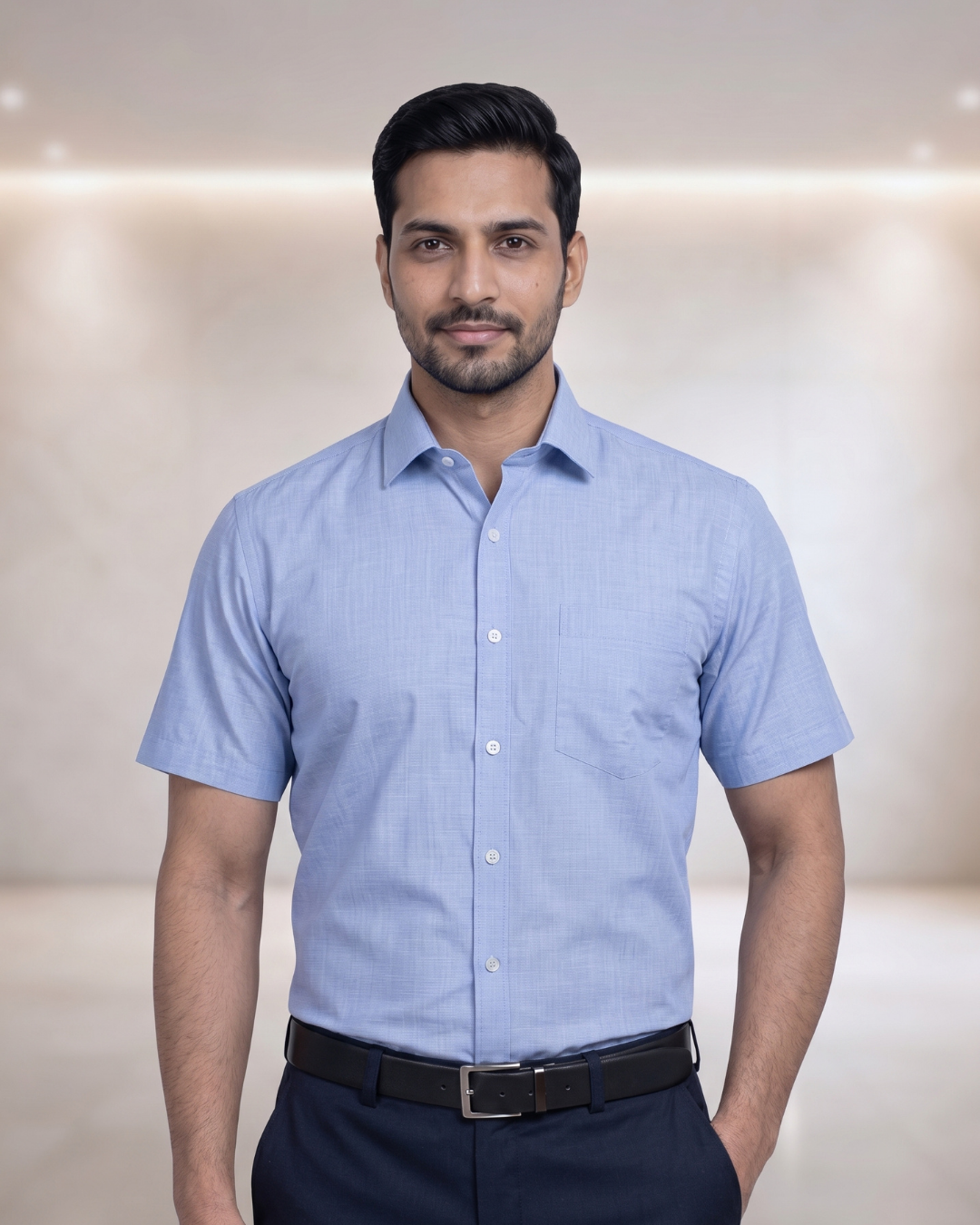 Mens Blue-4 STK-026 Full Sleeves Shirt